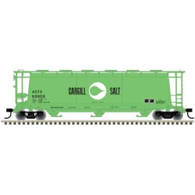 Atlas 20007173 - HO ACF 3-Bay Cylindrical Hopper - Ready to Run -- Cargill Salt #62814 (green, wh...