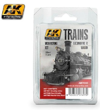 AK Interactive 7000 - Locomotive & Wagon Weathering - Enamel Paint Set (3)