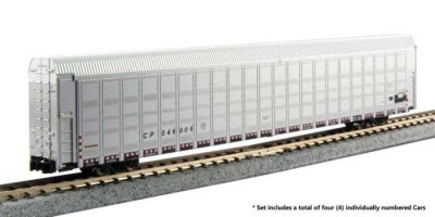 Kato 106-5510 - N Scale Aluminum Enclosed Auto Carrier 4-Pack - Ready to Run -- Canadian Pacific ...