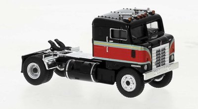 Brekina 85950 - HO Scale 1950 Kenworth Bullnose Tractor Only - Assembled Black, Red, Green