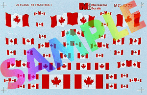 Microscale Inc. 4372 - HO Mini-Cal Red & White w/Maple Leaf - Canadian Flag Decals (1965+)