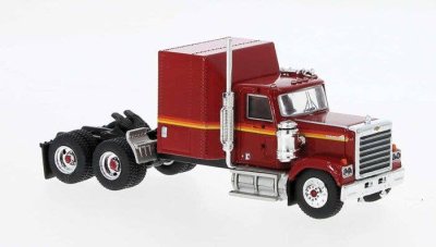 Brekina 85784 - HO Chevrolet Bison Semi Tractor Only - Assembled -- Red, Yellow