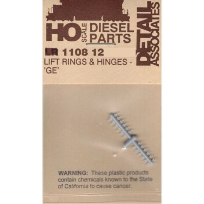 Detail Associates 1108 - HO Lift Rings - GE w/Hinges pkg(12)