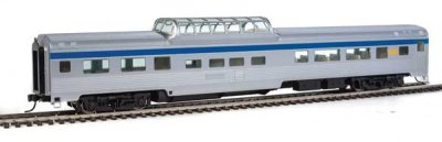Walthers MainLine HO 30405 85 Ft Budd Dome Coach - Ready to Run - Via Rail Canada (silver, blue, ...
