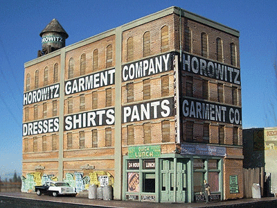 Downtown Deco 1046 - HO Scale Horowitz Garment Company -- Kit - 11 x 4-1/2" 27.9 x 11.4cm