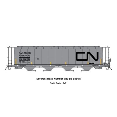 Intermountain 45141-05- HO 59Ft 4-Bay Cylindrical Covered Hopper - Canadian National #382340
