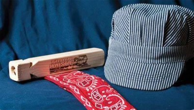 Brooklyn Peddler 6 - Li'l Engineer Kit - Train Whistle, Engineer Cap, Bandana -- Blue