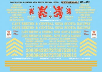 Microscale Decals MC-4132 - HO Scale - Cape Breton & Central Nova Scotia Diesels (1993+) - Decal
