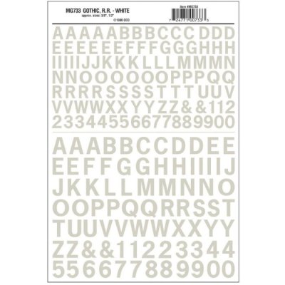 Woodland Scenics 733 HO Dry Transfer Alphabet & Numbers - Railroad Gothic - White 
