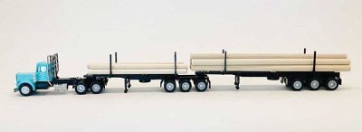 Herpa Models 6613 - HO Peterbilt Super-B Tractor w/Log Trailer & Load - Assembled -- Light Blue, ...