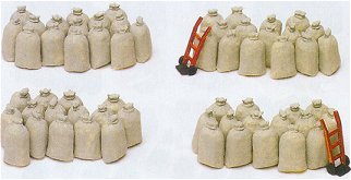 Preiser 17102 - HO Sacks (60) w/2-Hand Carts (Kit)