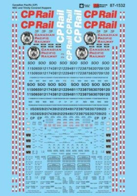 Microscale Industries 87-1532 - HO Scale Railroad Decal Set -- Canadian Pacific NSC and Trinity C...