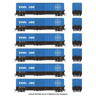 Rapido 198002 HO PC&F 5241 CUFT -  Boxcar -Pan Am (B&M) - 6 Pack - #1