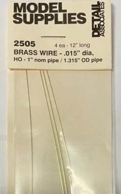Detail Associates 2225 - HO Straight Type Grab Irons - 14" pkg(12)