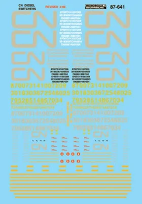 Microscale 87-641 - HO Railroad Decal Set -- Canadian National Diesel Switchers Early 1961-1992