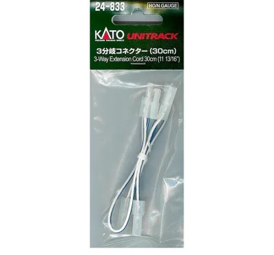 Kato Unitrack 24833 - HO & N Scale 3-Way Extension Cord - Unitrack - (11 13/16") 30cm