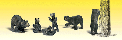 Woodland Scenics 2186 - N Scale Scenic Accents(R) Animal Figures -- Black Bears pkg(6)