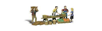 Woodland Scenics 2170 - N Scenic Accent Figures - Farmers Market Vendors & Customer - 4 pkg