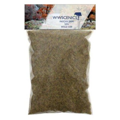 Peco WSG2039 - Static Grass 3/32" 2mm Fibers -- Patchy 1.8oz 50g