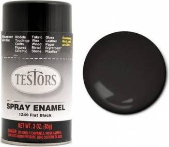 Testors 1249 - Enamel Spray Paint - Flat Black - 3 oz