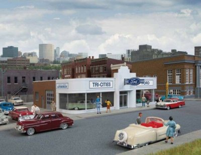 Walthers Cornerstone 3490 - HO Vintage Ford Auto Dealer -- Kit - 7-7/8 x 6-7/8 x 3" 20 x 17.4 x 7...