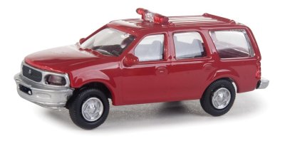 Walthers 12040 - HO SceneMaster Red Ford Expedition Special Service Vehicle with Fire Command Dec