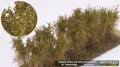 Martin Welberg Scenic Studios WB-FL/SCOL - Bushes (type B), olive green - 10 pcs