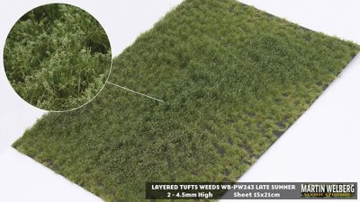 Martin Welberg Scenic Studios WB-PW243 - Layered Tufts - Late Summer w/ Weeds - 2mm-4mm - 1 Sheet