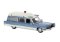 Brekina 19777 - HO Scale 1966 Cadillac Meteor Ambulance - Assembled -- White, Blue