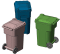 Hi-Tech Details 8008 - HO Scale 96-Gallon Wheeled Trash & Recycling Bin -- Kit - Green pkg(6)